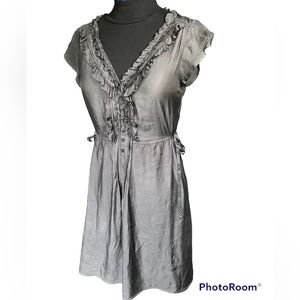 American Eagle Grey Cap Sleeve Ruffle Dress